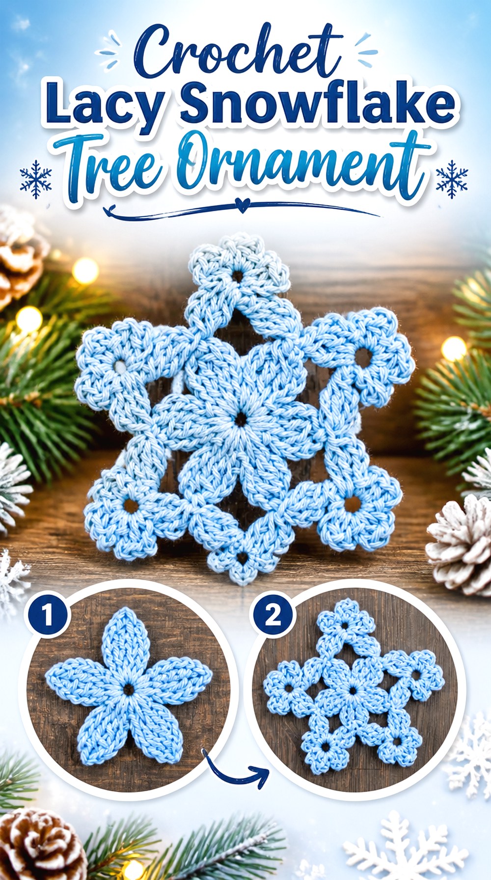 Crochet Lacy Snowflake Tree Ornament