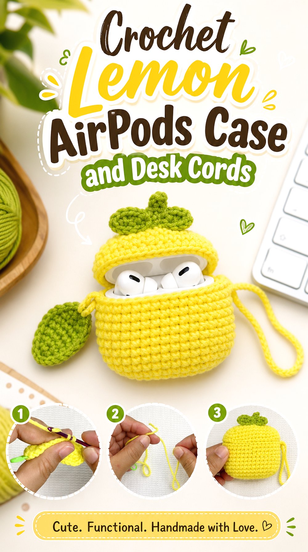 Crochet Lemon AirPods Case