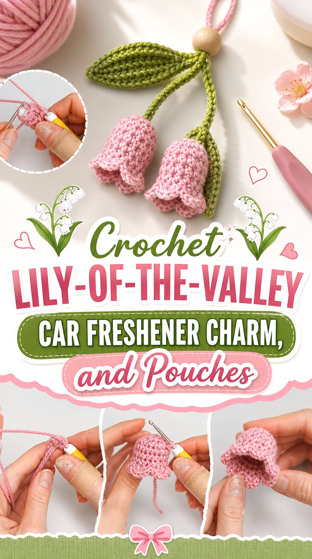 Crochet Lily of the Valley Car Freshener Charm