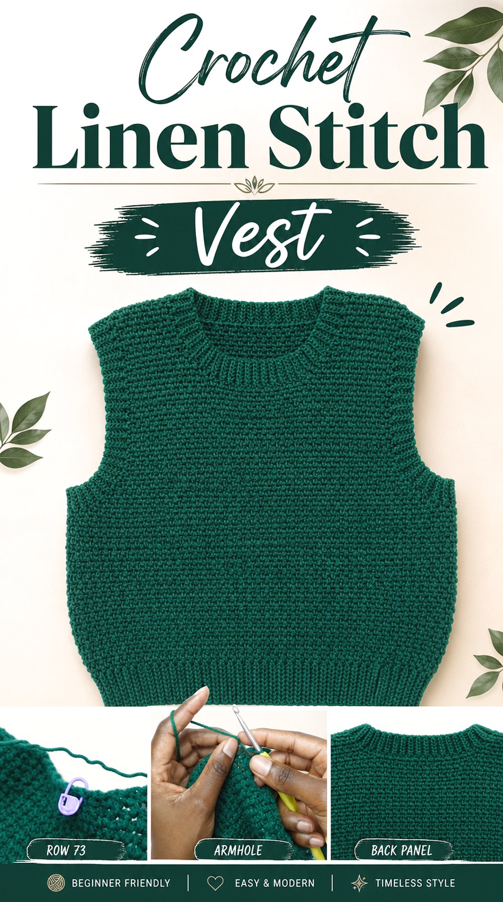 Crochet Linen Stitch Vest