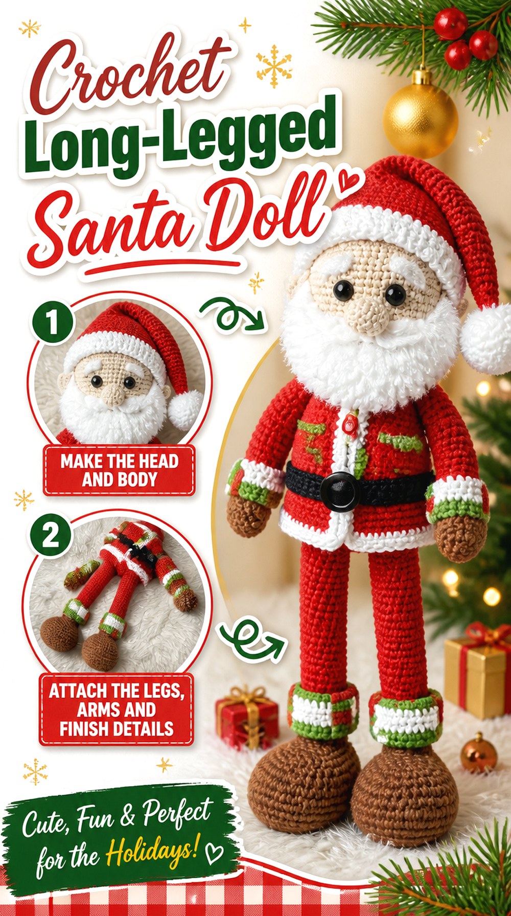 Crochet Long Legged Santa Doll