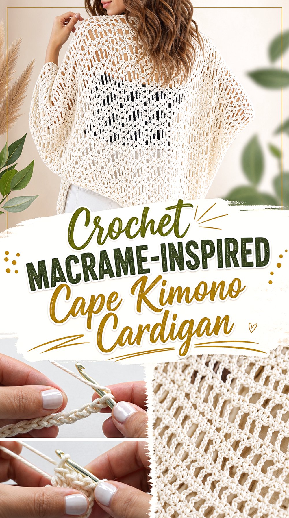 Crochet Macrame Inspired Cape Kimono Cardigan