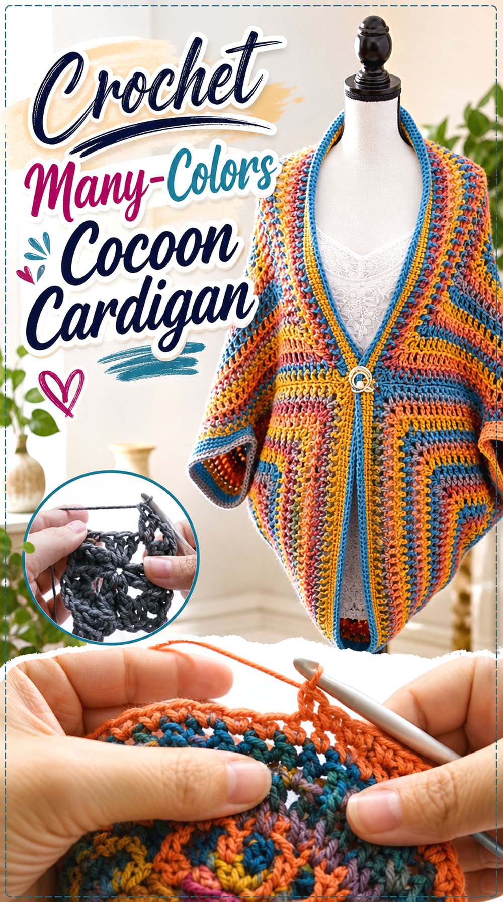 Crochet Many Colors Cocoon Cardigan