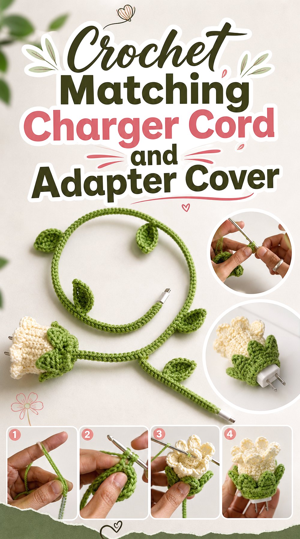 Crochet Matching Charger Cord and Adapter Cover