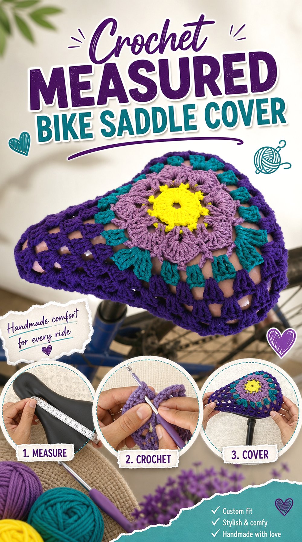 Crochet Measured Bike Saddle Cover