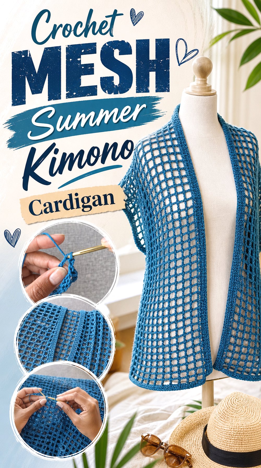 Crochet Mesh Summer Kimono Cardigan