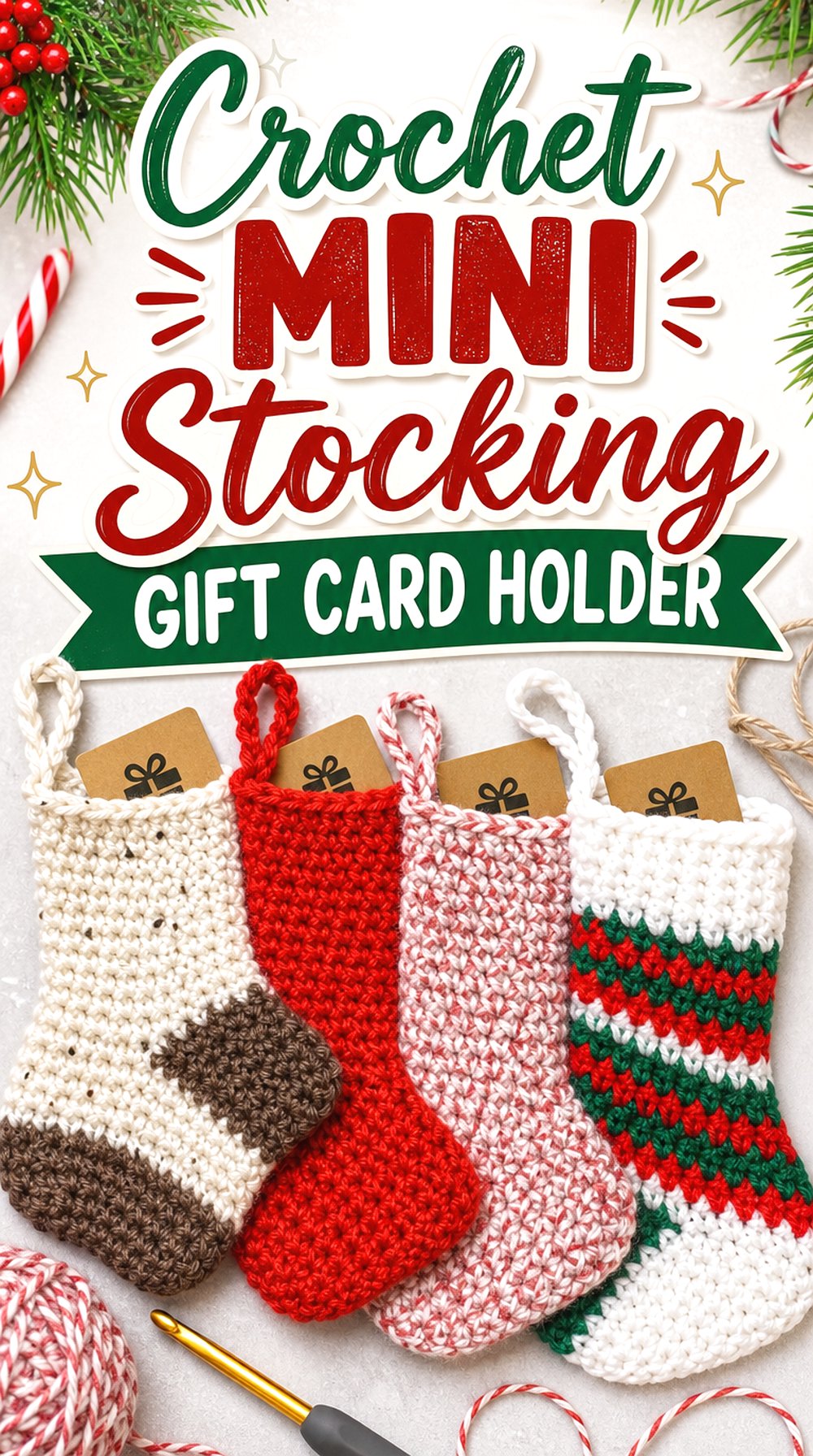 Crochet Mini Stocking Gift Card Holder