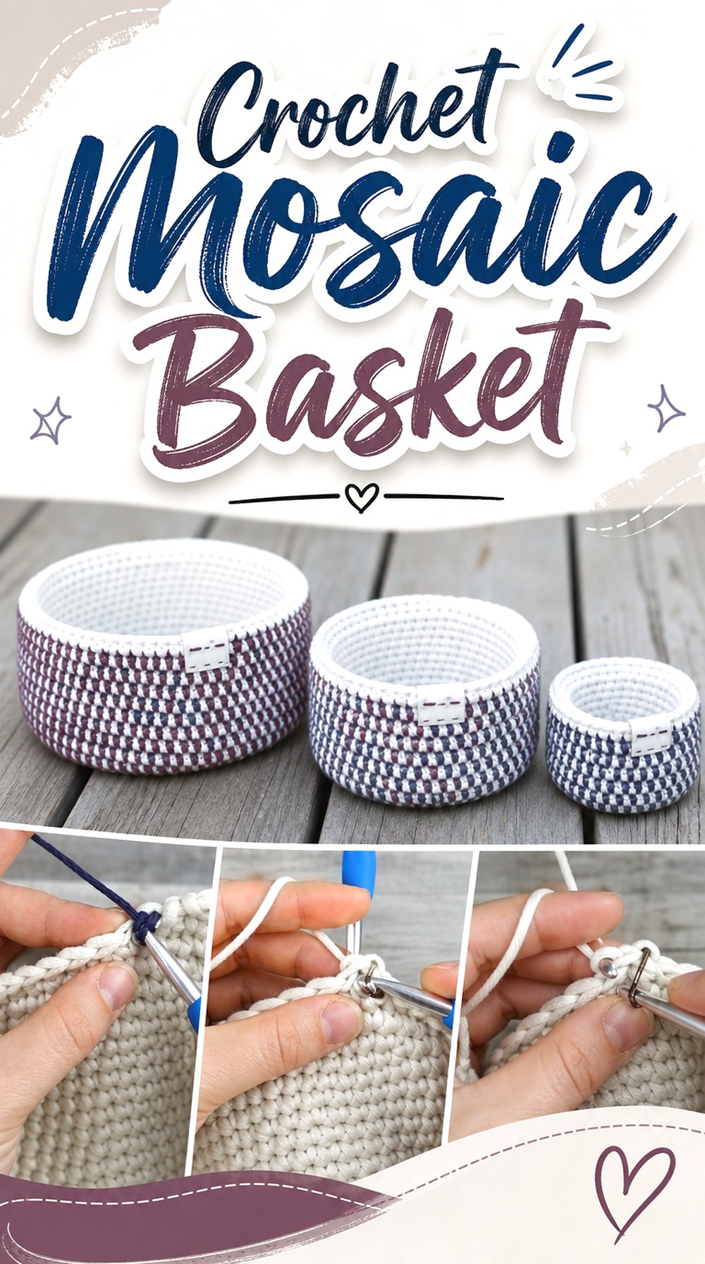 Crochet Mosaic Basket