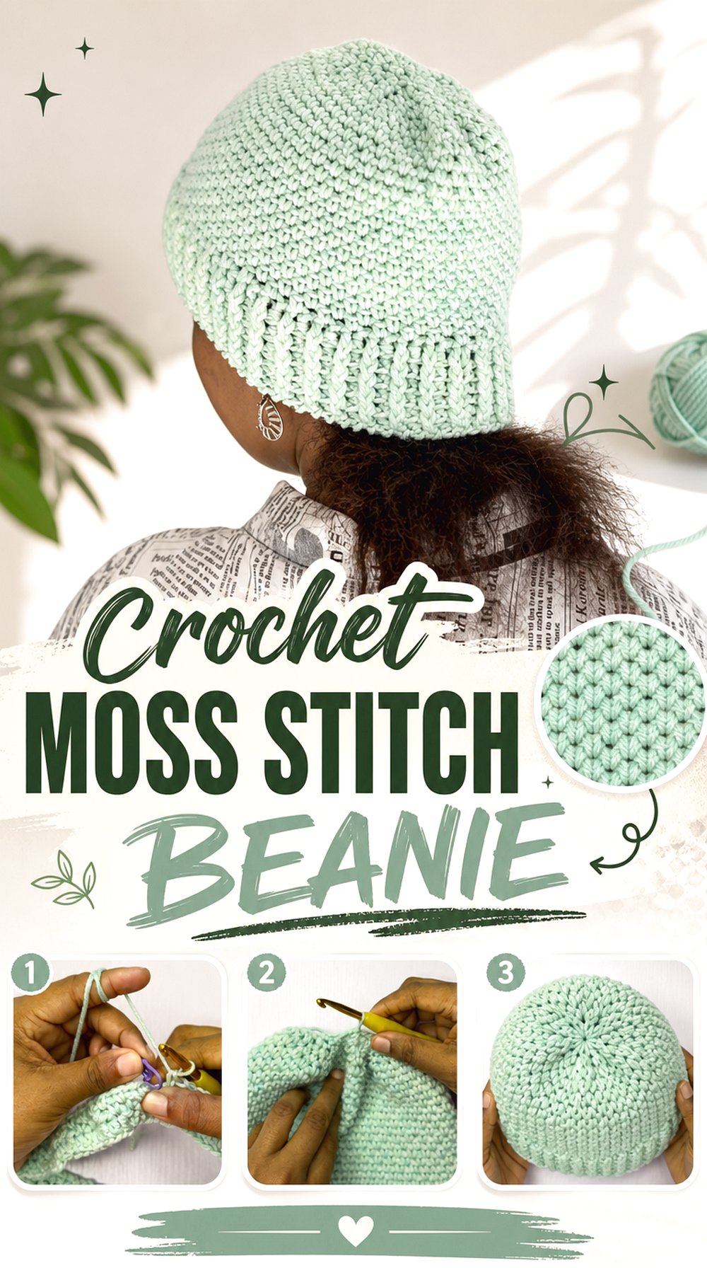 Crochet Moss Stitch Beanie