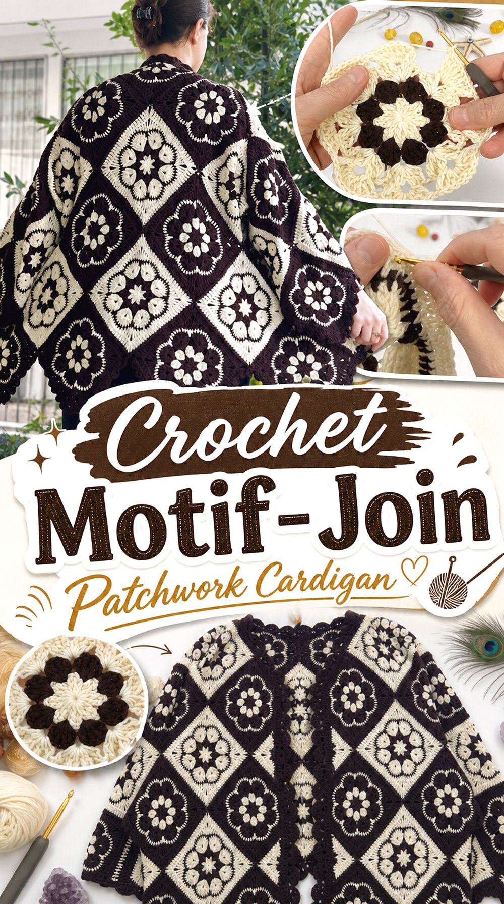 Crochet Motif Join Patchwork Cardigan