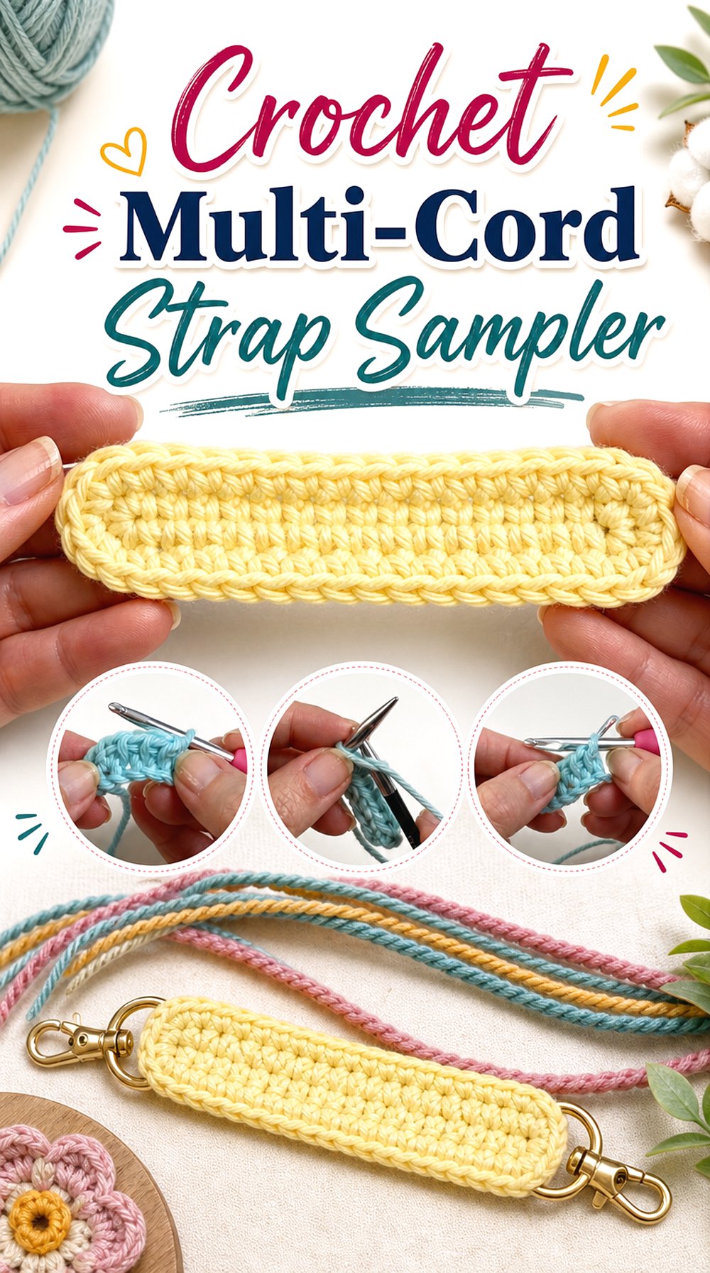 Crochet Multi Cord Strap Sampler