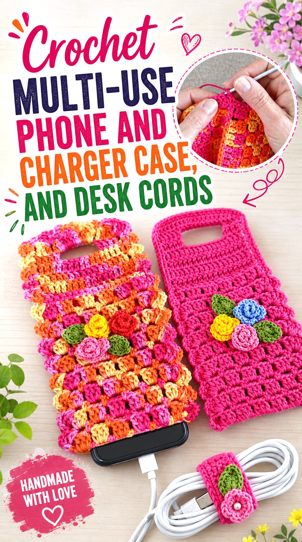 Crochet Multi Use Phone and Charger Case