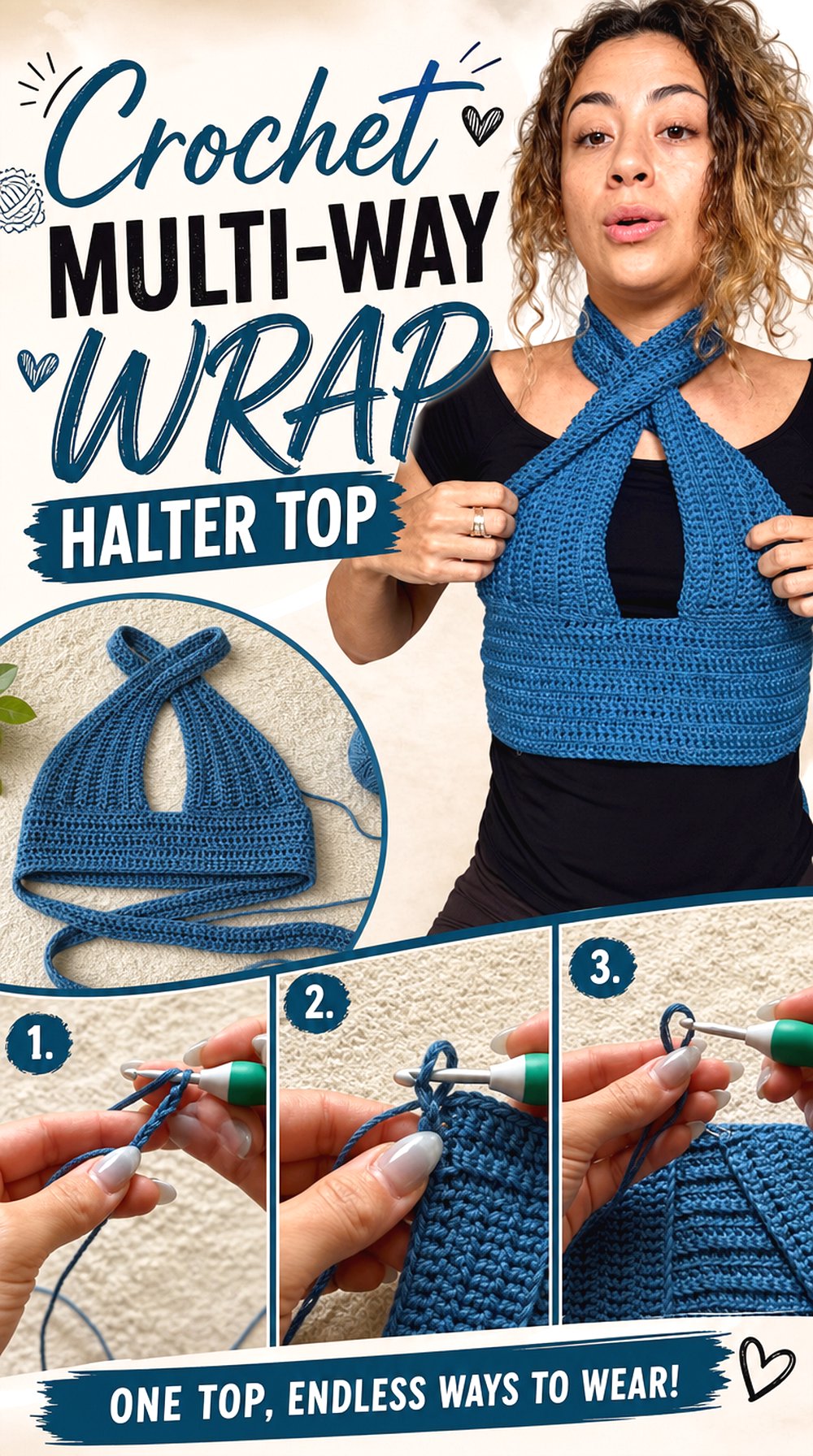 Crochet Multi Way Wrap Halter Top