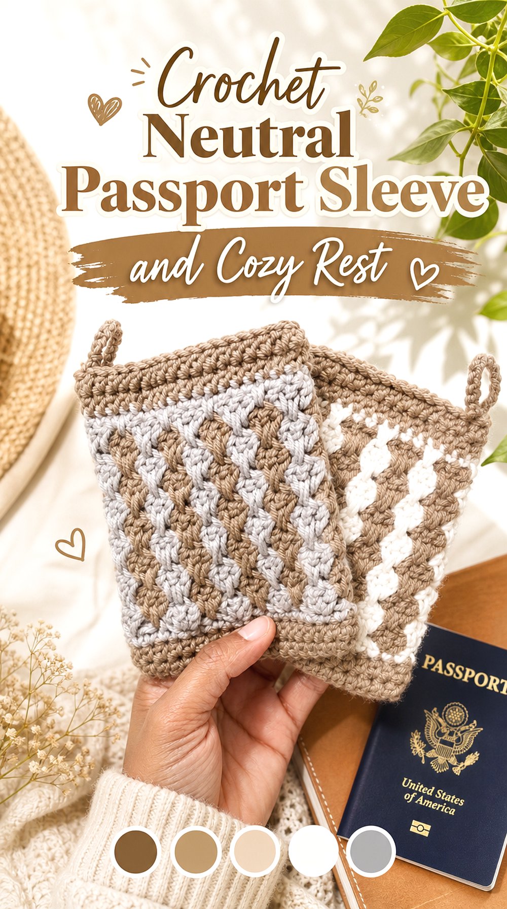Crochet Neutral Passport Sleeve