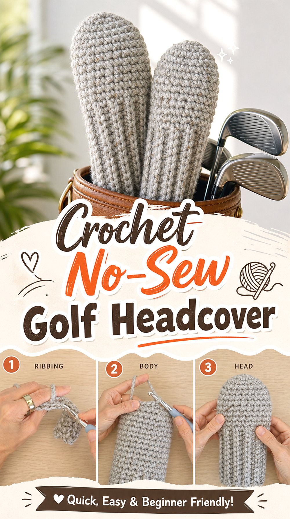 Crochet No Sew Golf Headcover