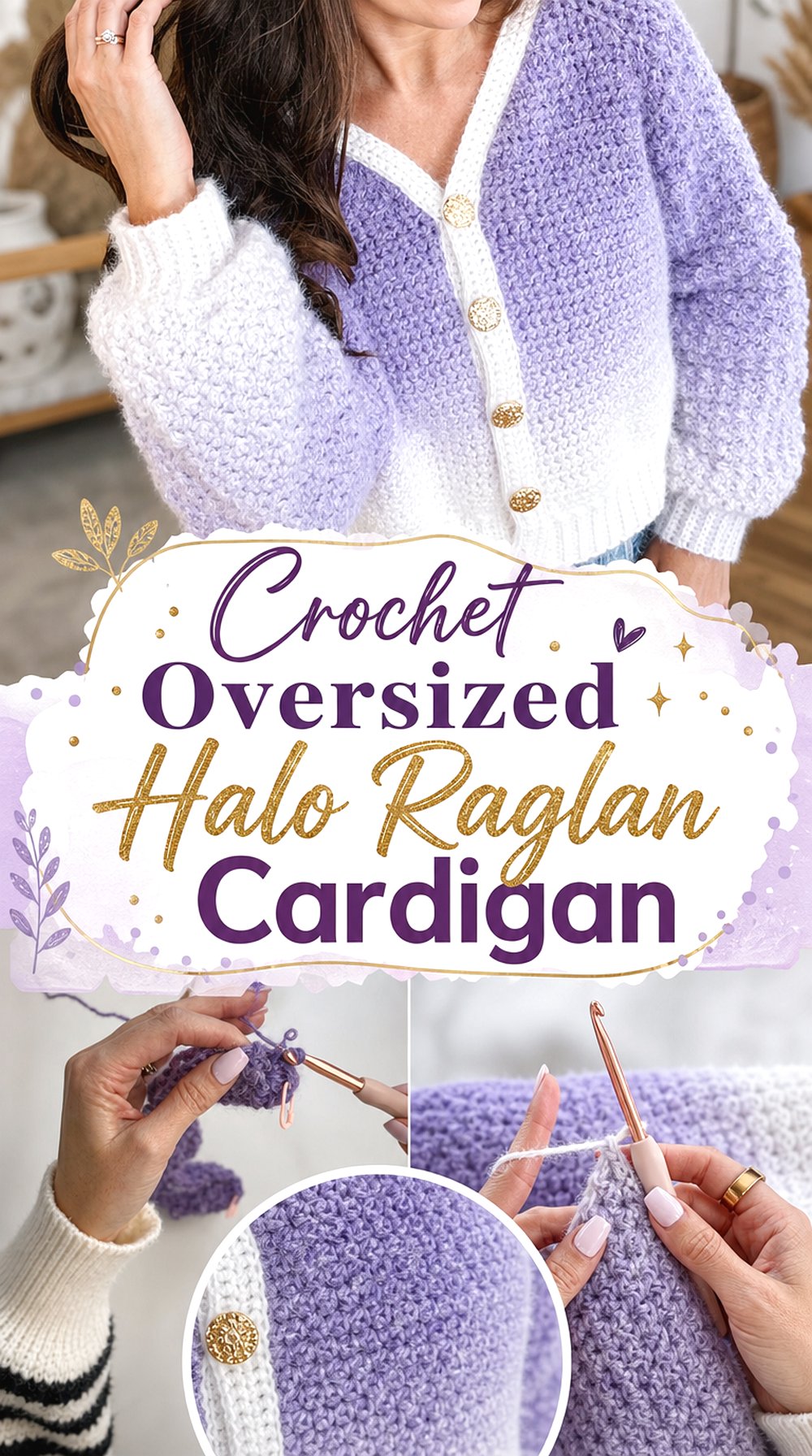 Crochet Oversized Halo Raglan Cardigan