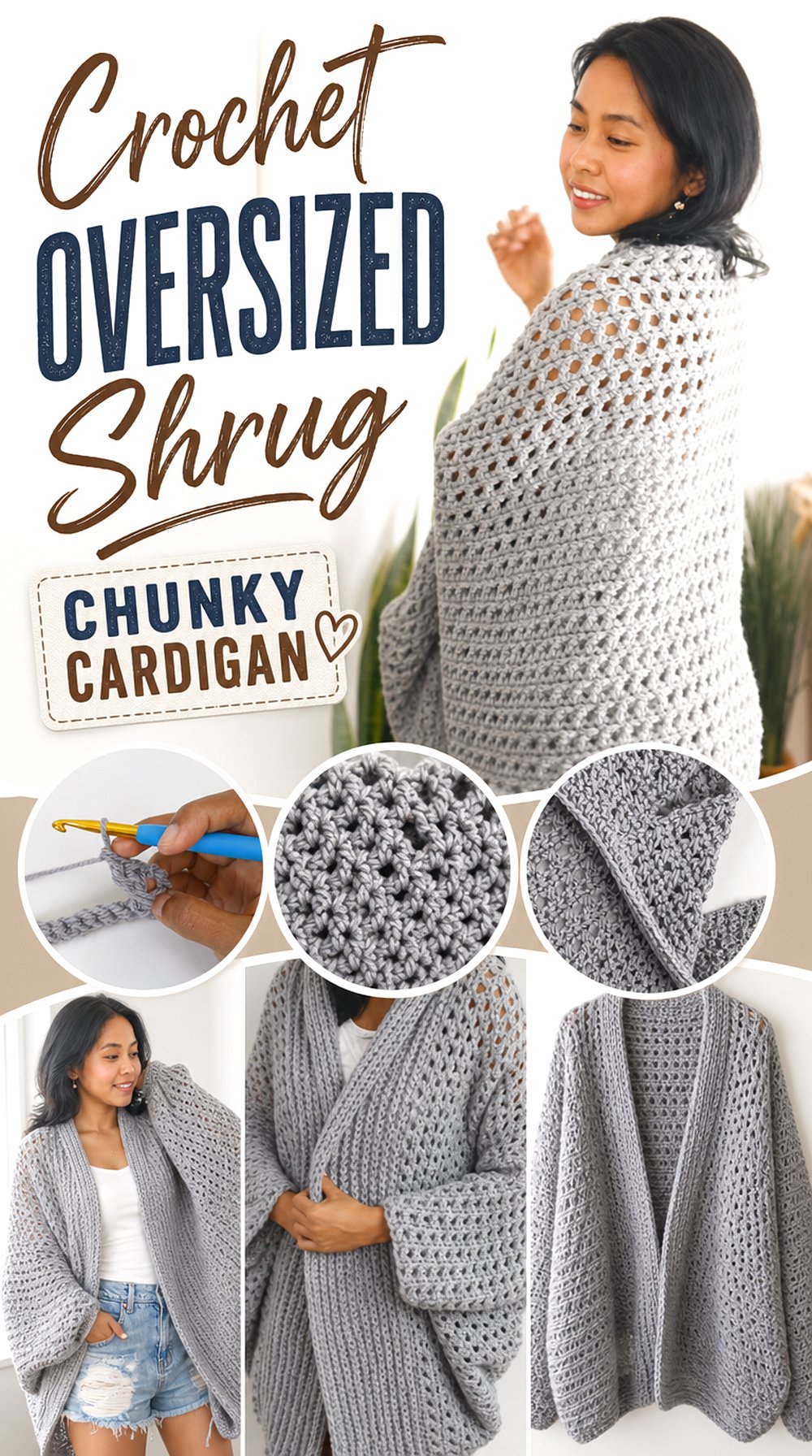 Crochet Oversized Shrug Chunky Cardigan