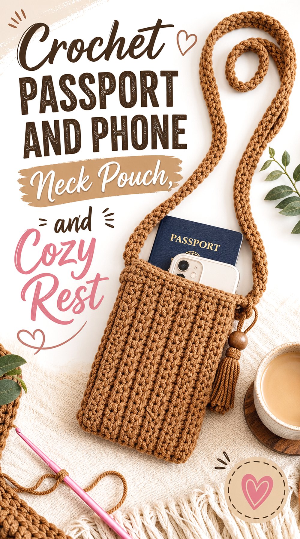 Crochet Passport and Phone Neck Pouch