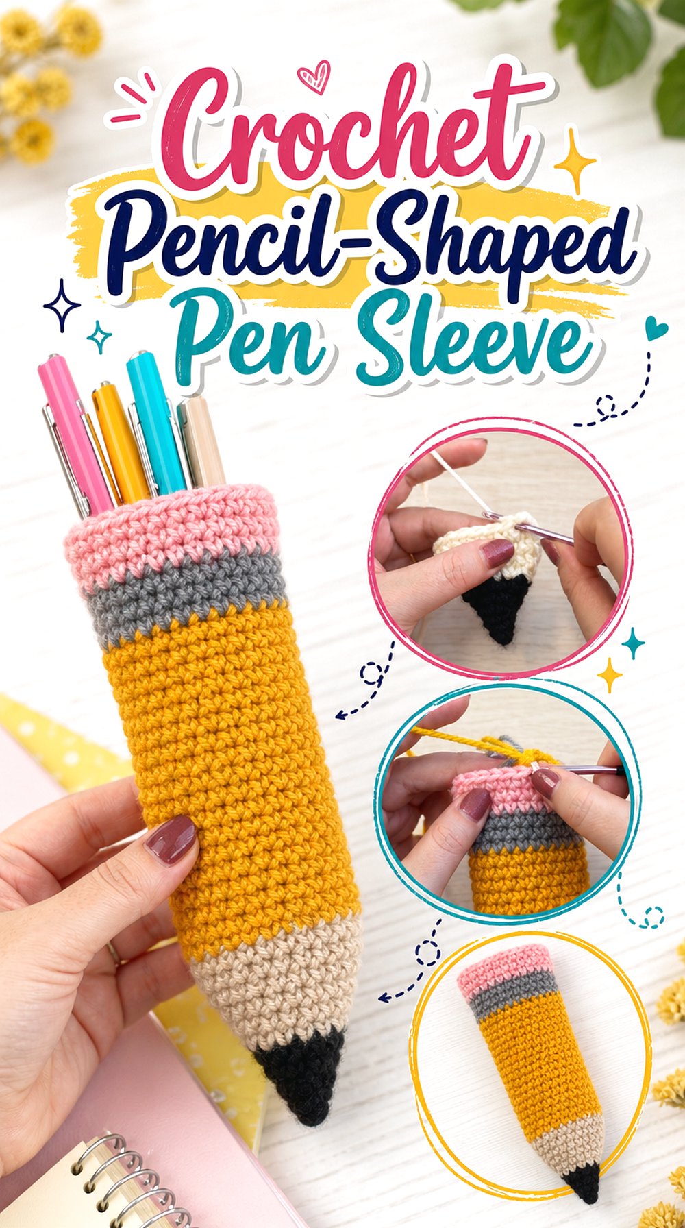 Crochet Pencil Shaped Pen Sleeve