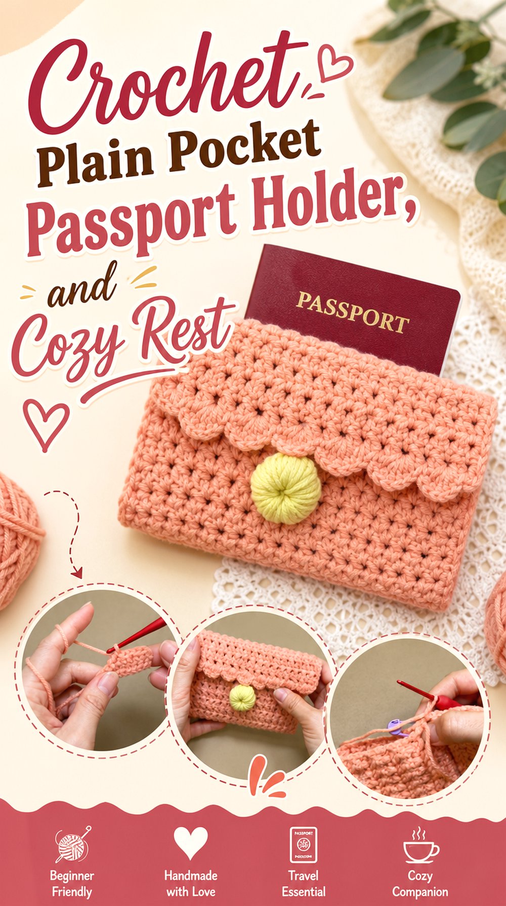 Crochet Plain Pocket Passport Holder