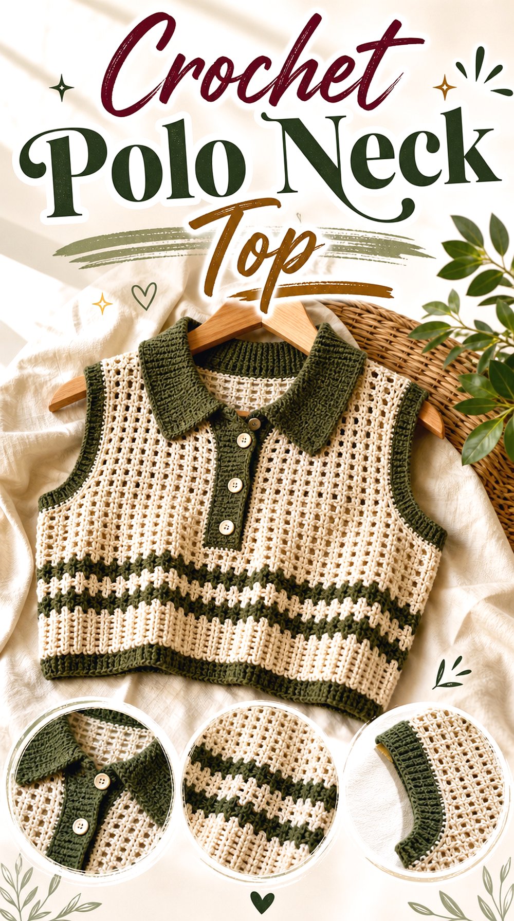 Crochet Polo Neck Top