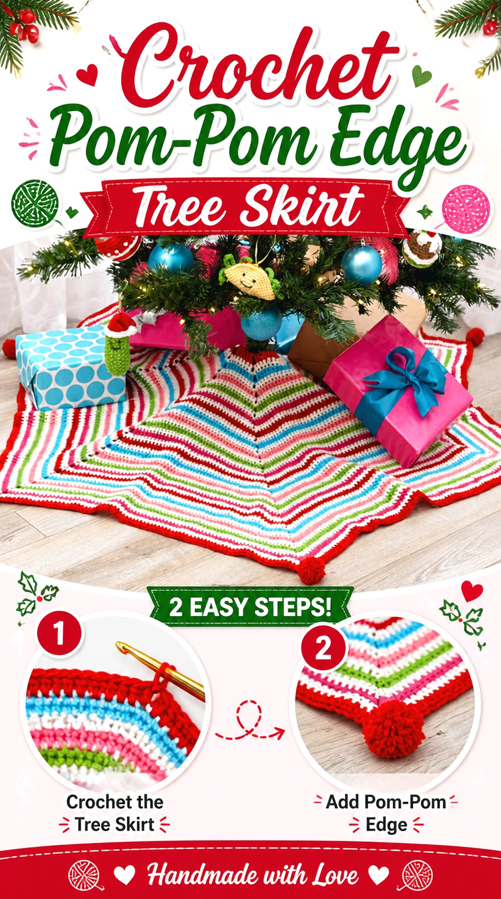 Crochet Pom Pom Edge Tree Skirt