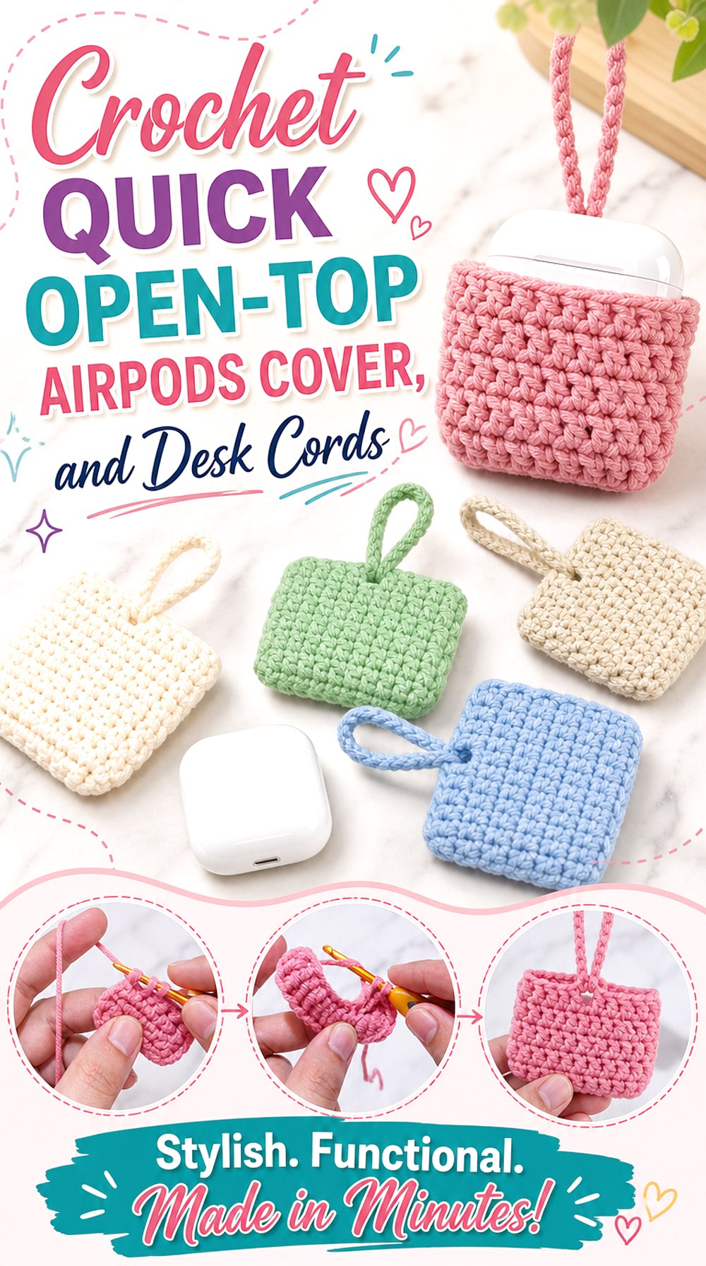 Crochet Quick Open Top AirPods Cover