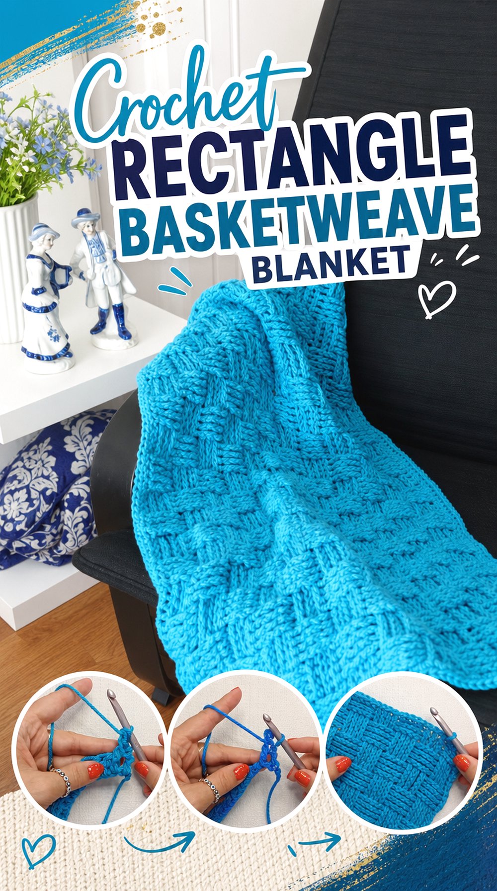 Crochet Rectangle Basketweave Blanket