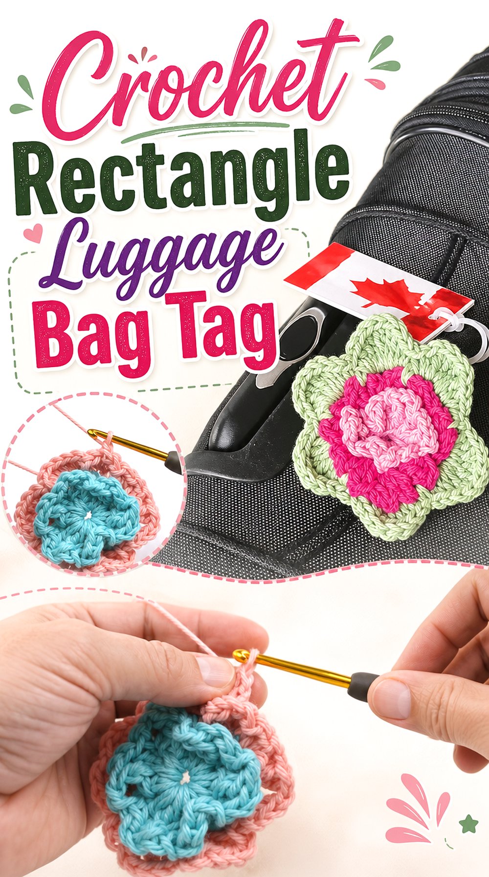 Crochet Rectangle Luggage Bag Tag