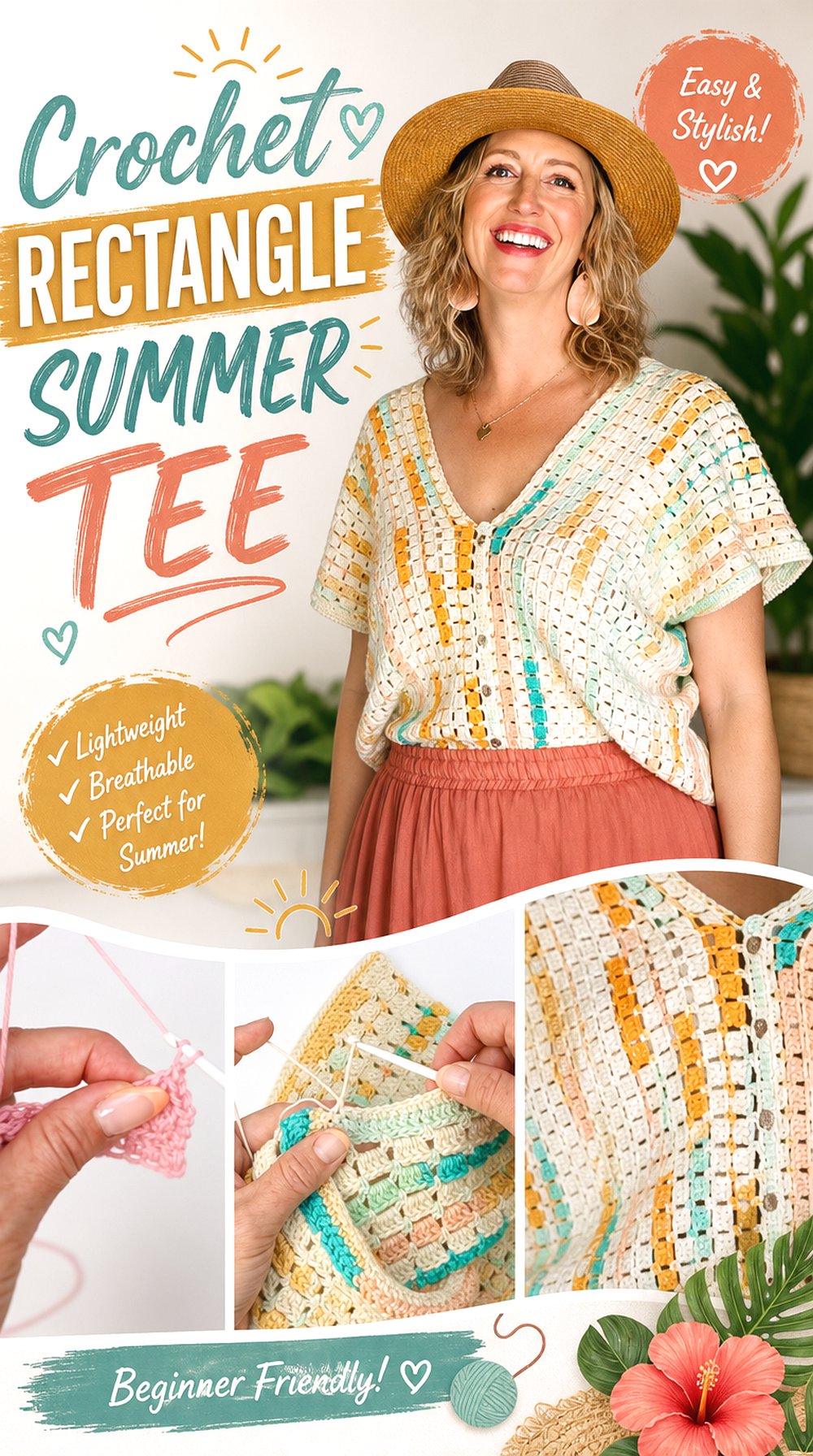 Crochet Rectangle Summer Tee