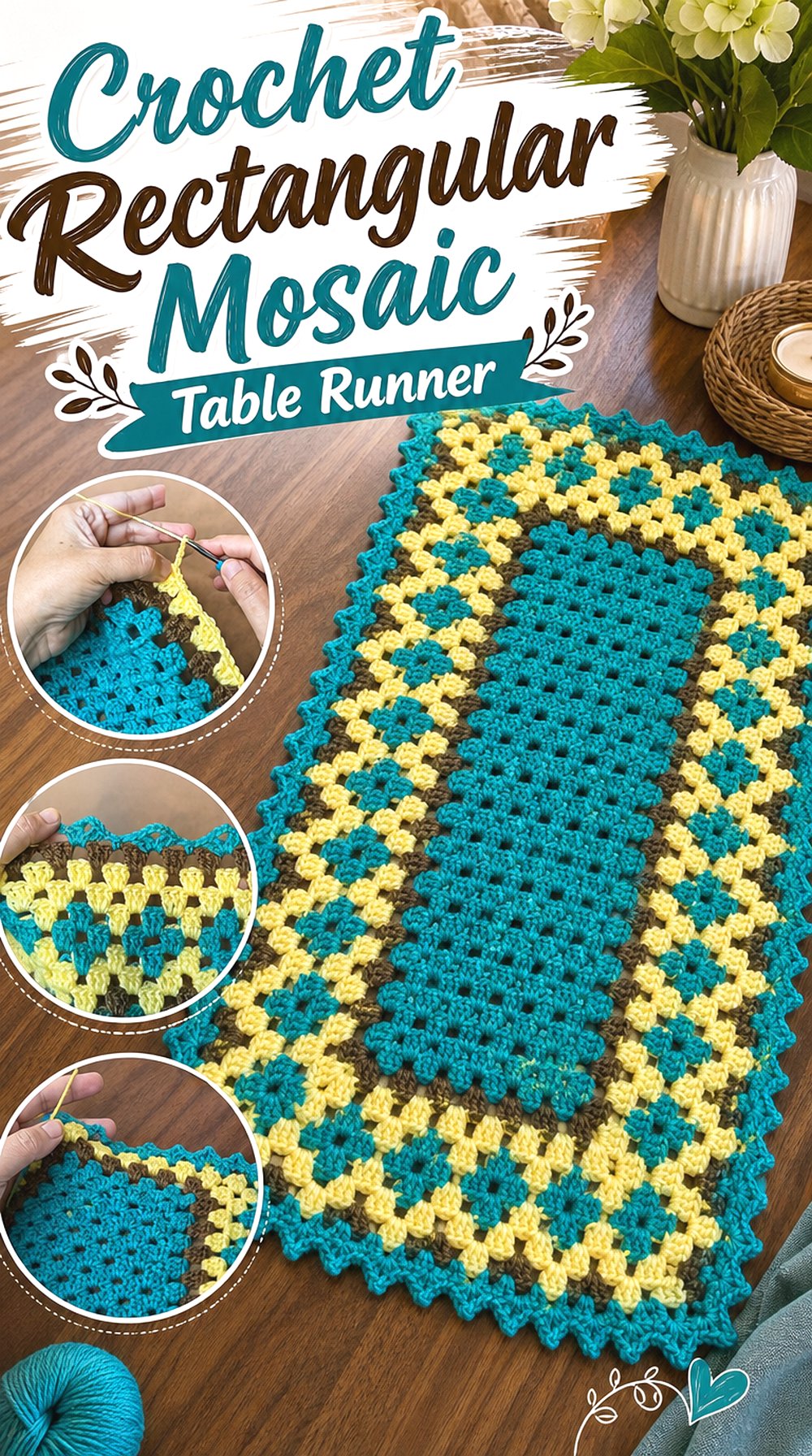 Crochet Rectangular Mosaic Table Runner