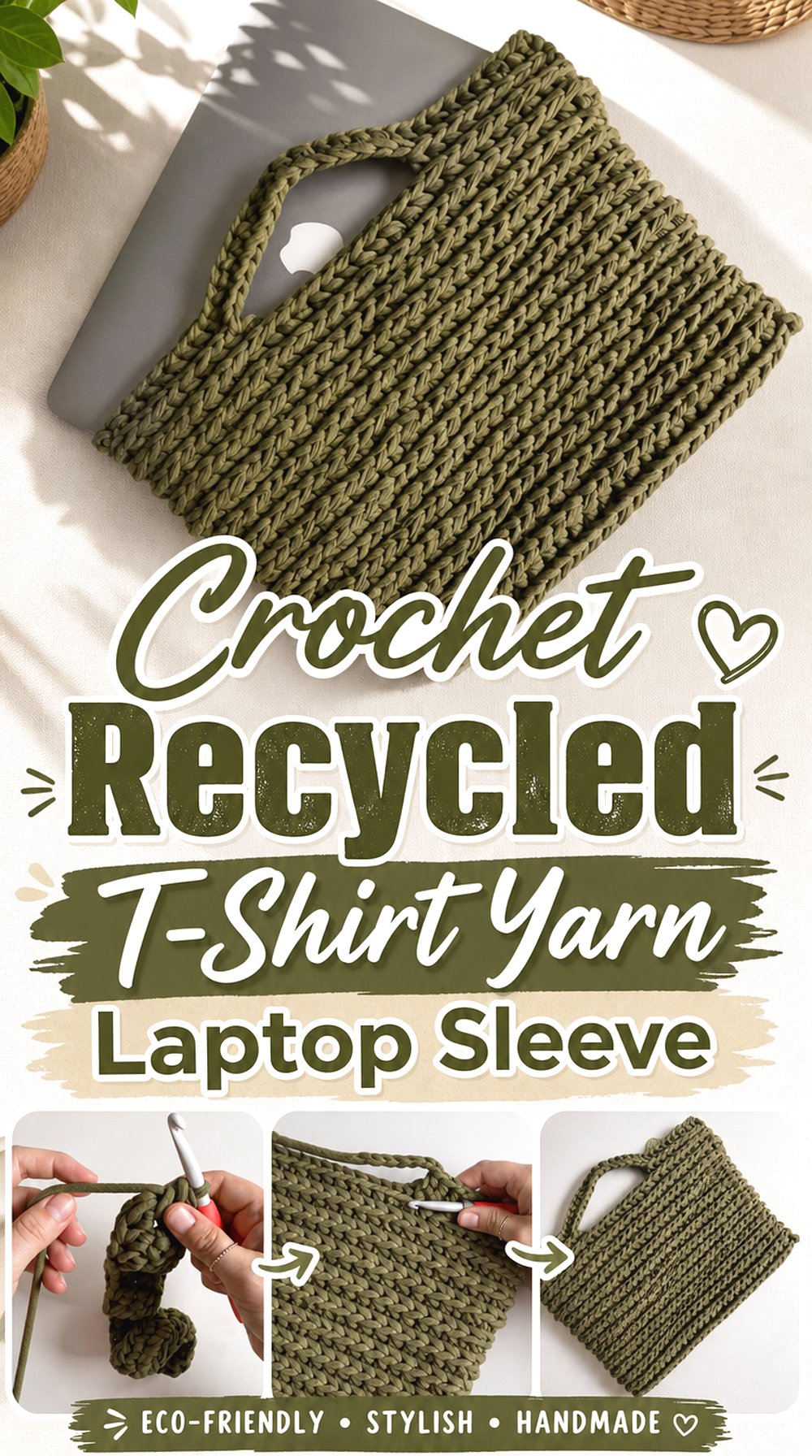Crochet Recycled T Shirt Yarn Laptop Sleeve