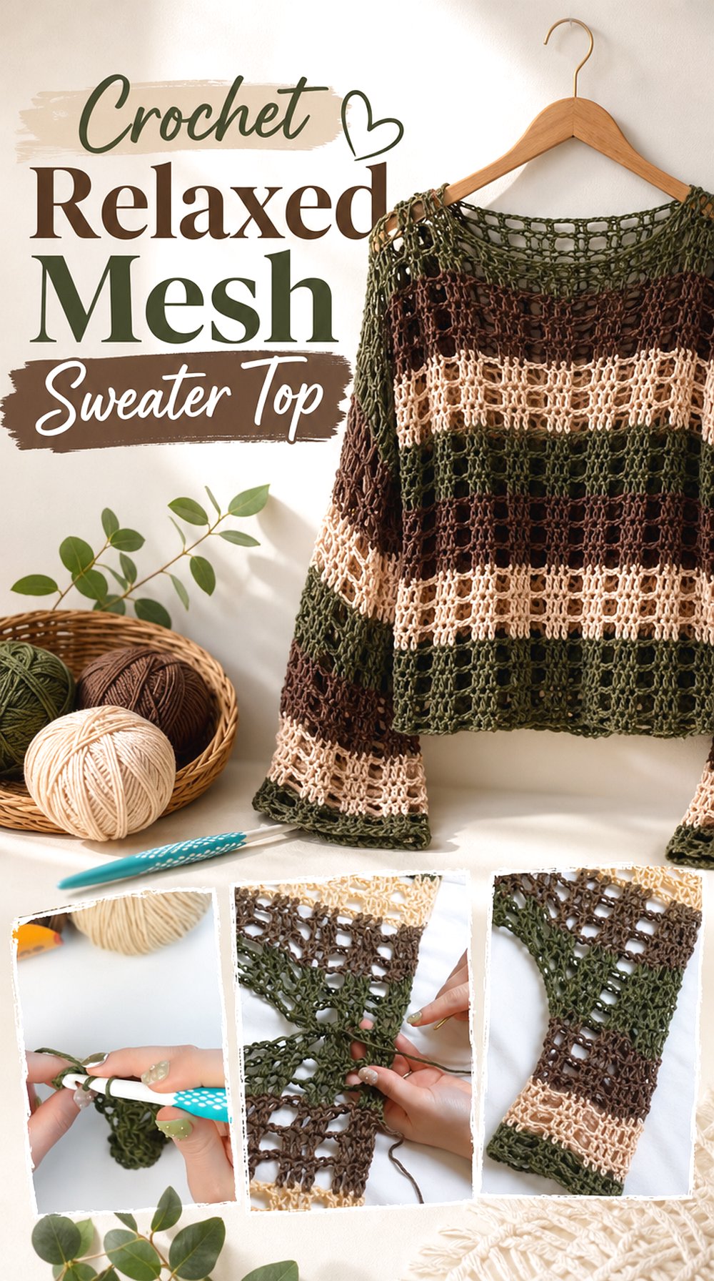 Crochet Relaxed Mesh Sweater Top