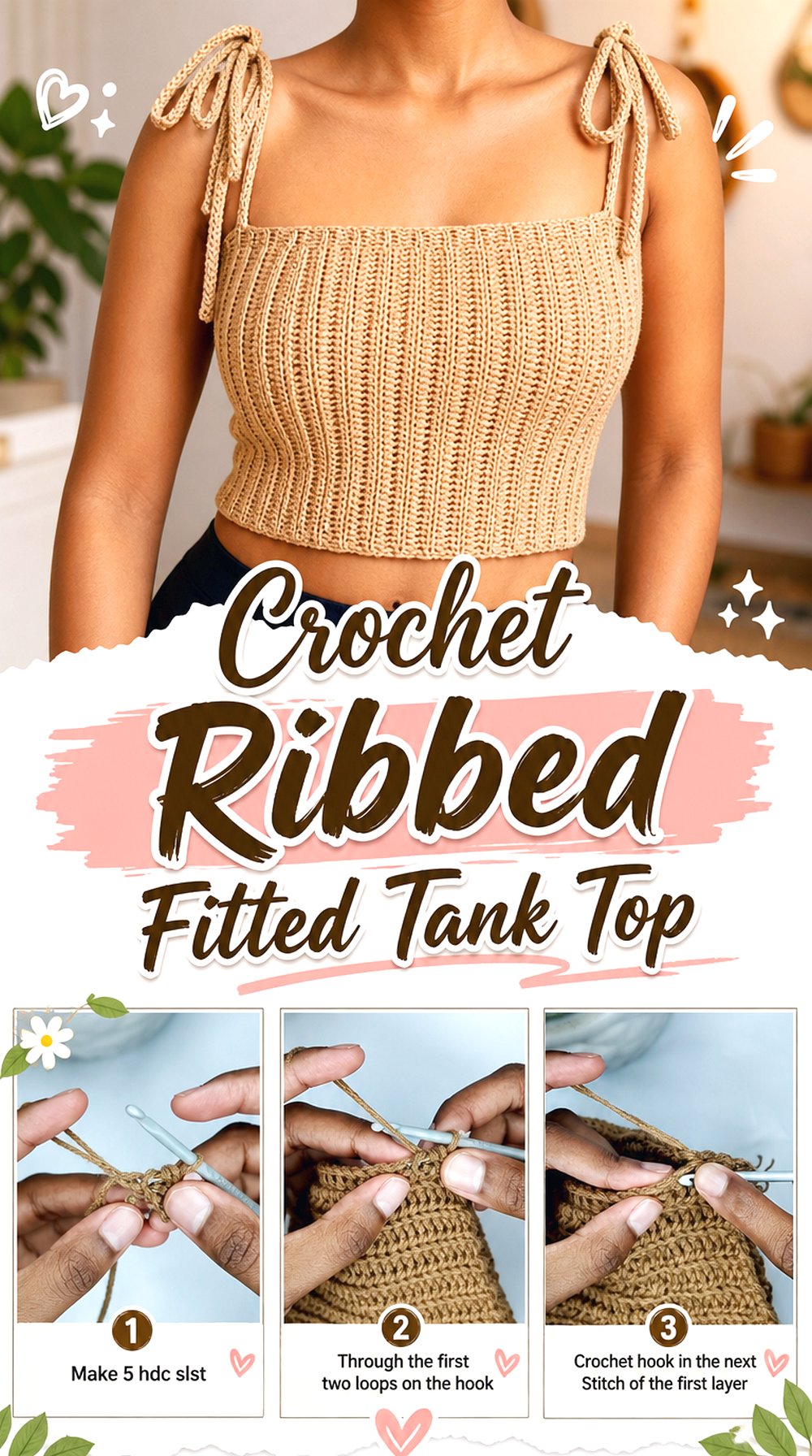 Crochet Ribbed Fitted Tank Top