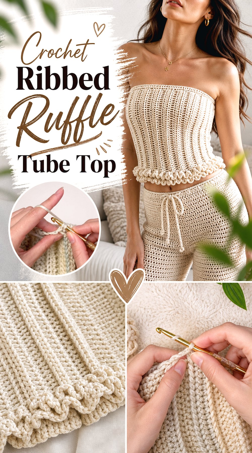 Crochet Ribbed Ruffle Tube Top
