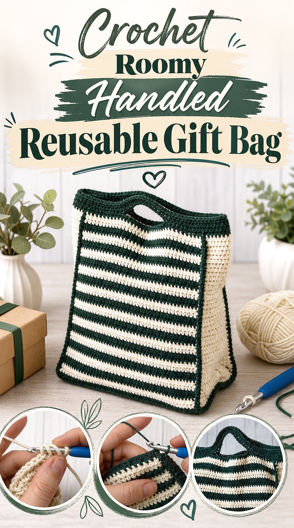 Crochet Roomy Handled Reusable Gift Bag