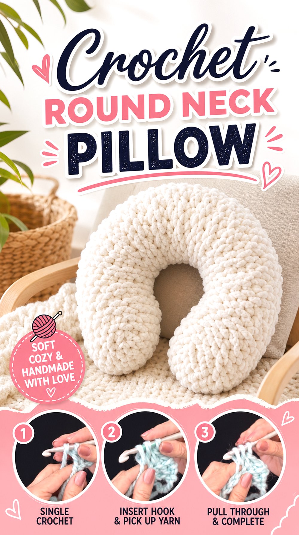 Crochet Round Neck Pillow