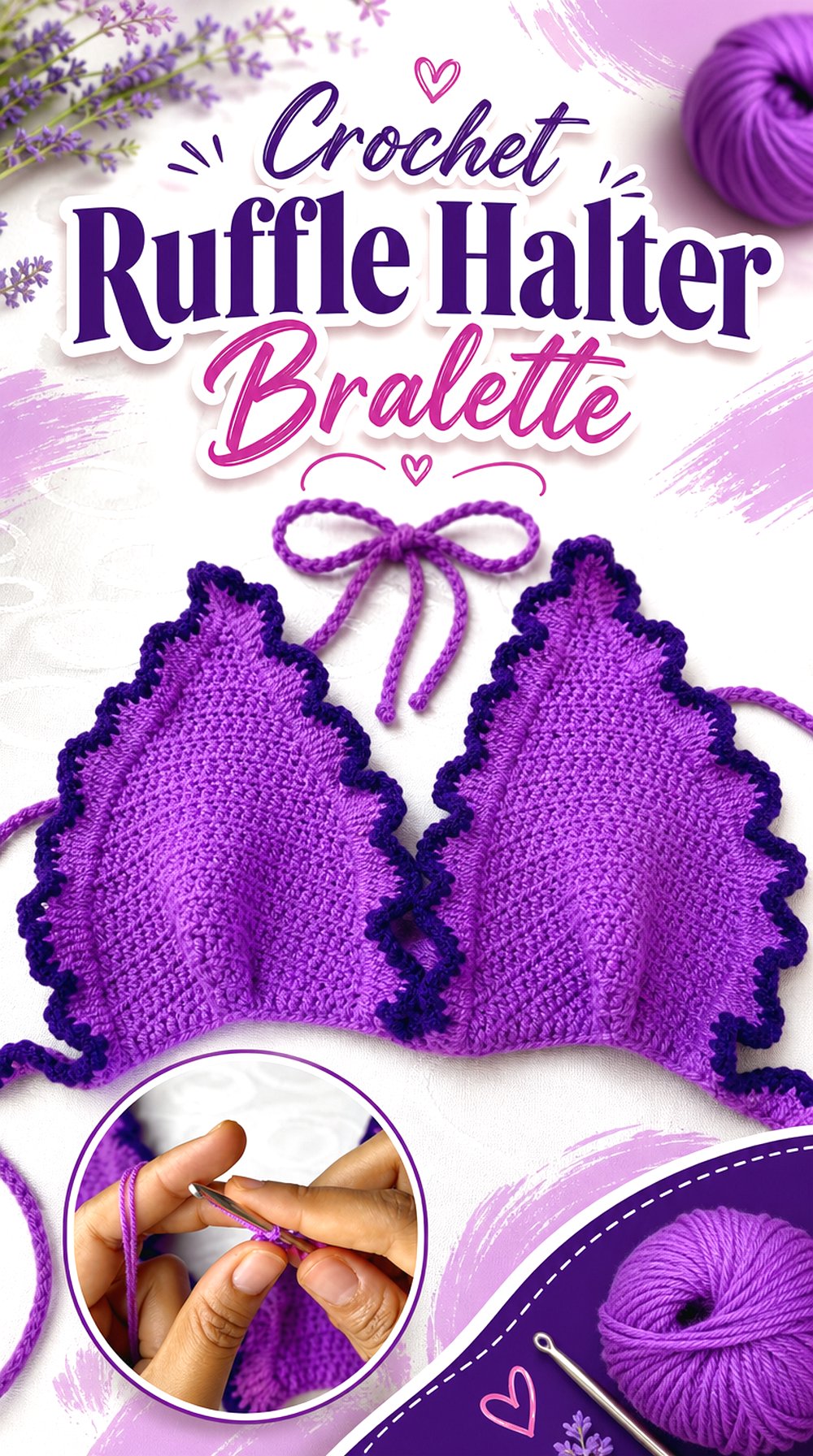 Crochet Ruffle Halter Bralette