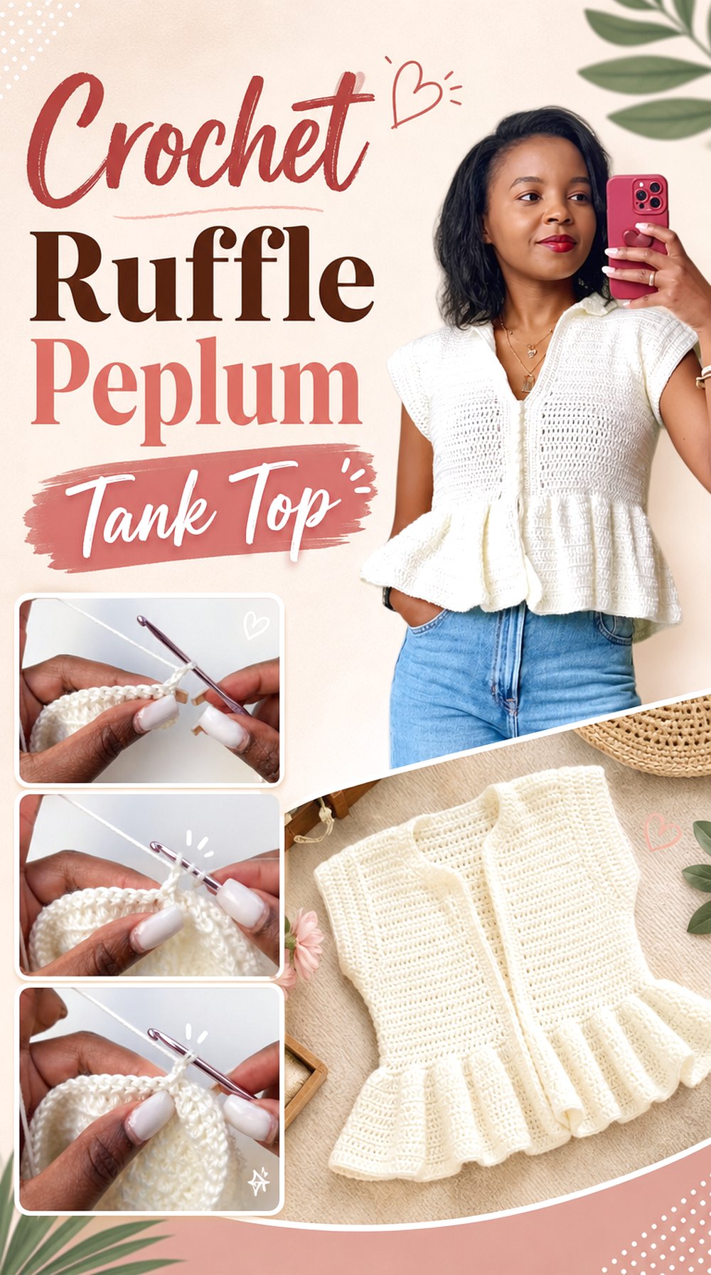 Crochet Ruffle Peplum Tank Top