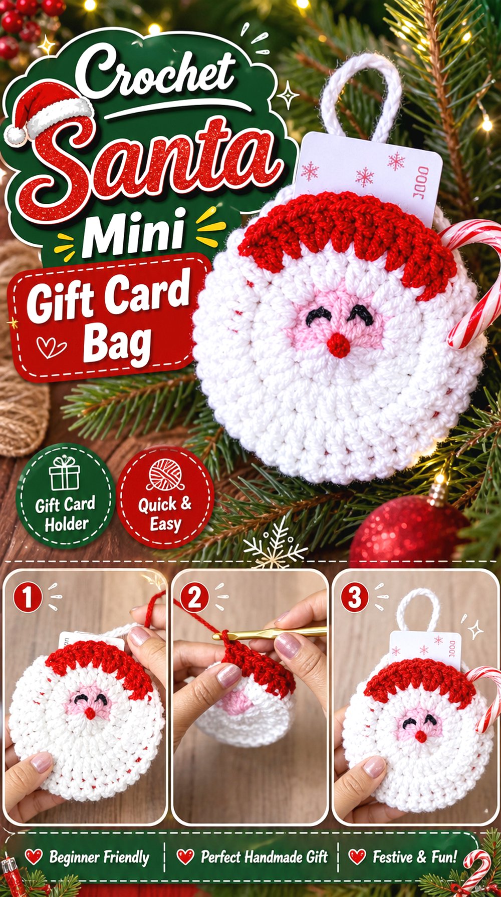 Crochet Santa Mini Gift Card Bag