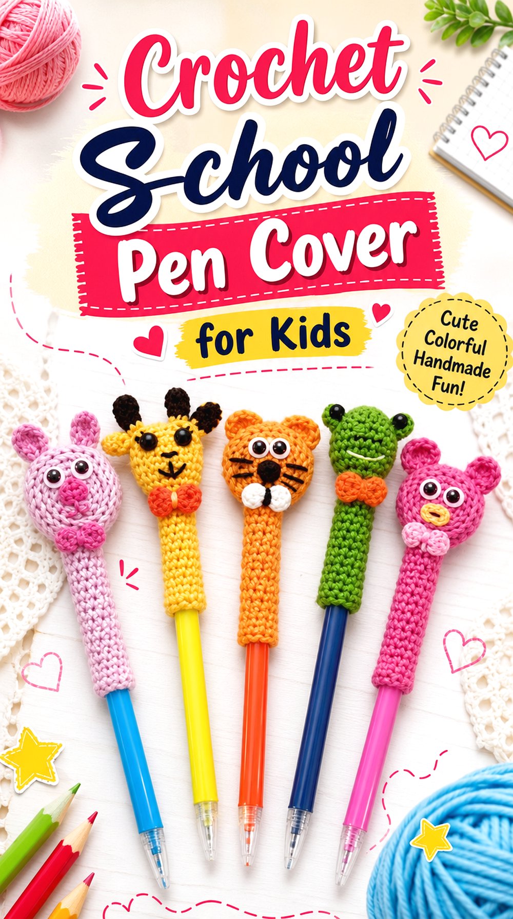 Crochet School Pen Cover for Kids