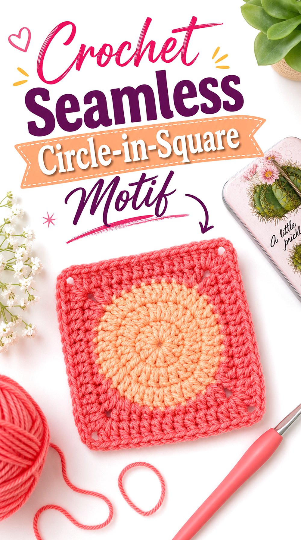 Crochet Seamless Circle in Square Motif