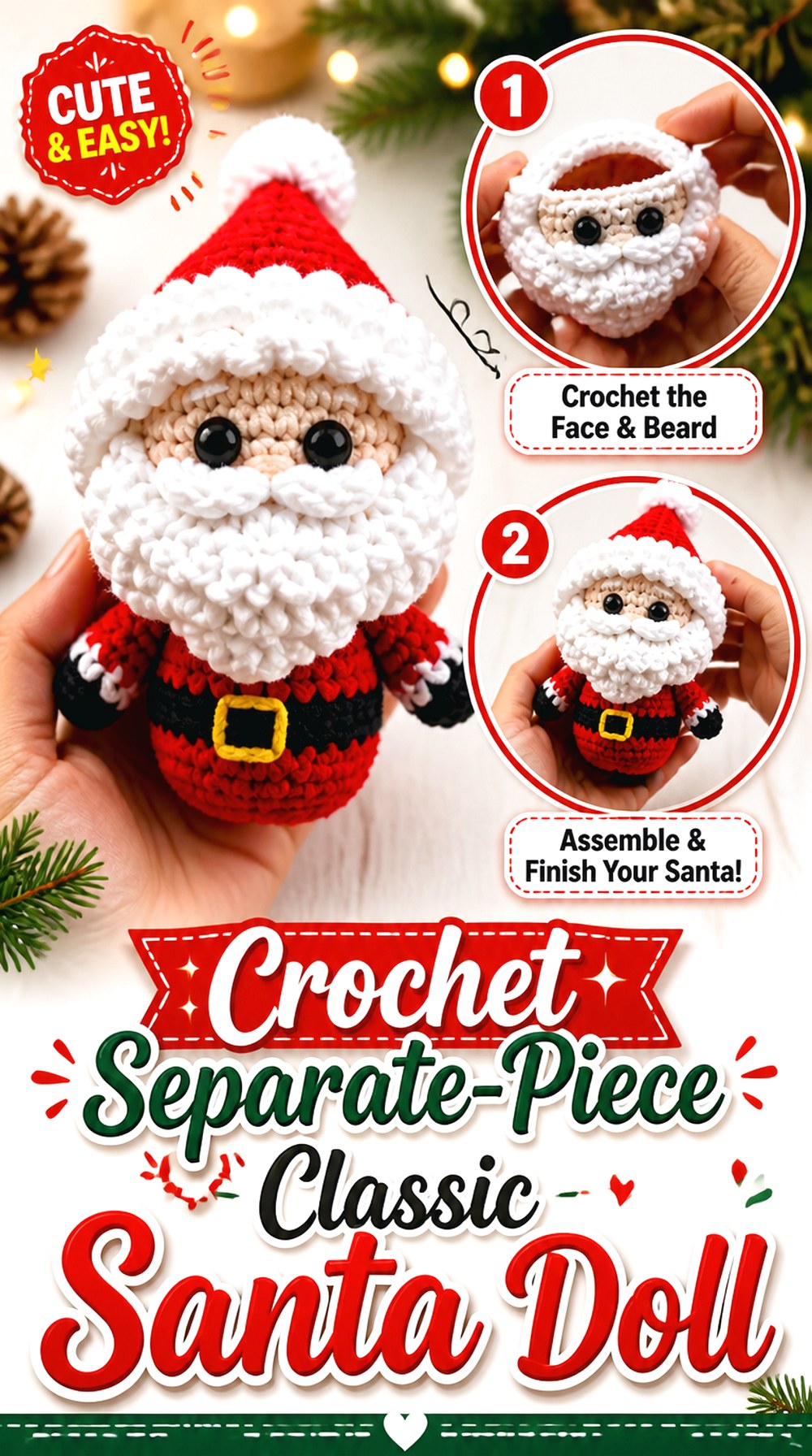 Crochet Separate Piece Classic Santa Doll