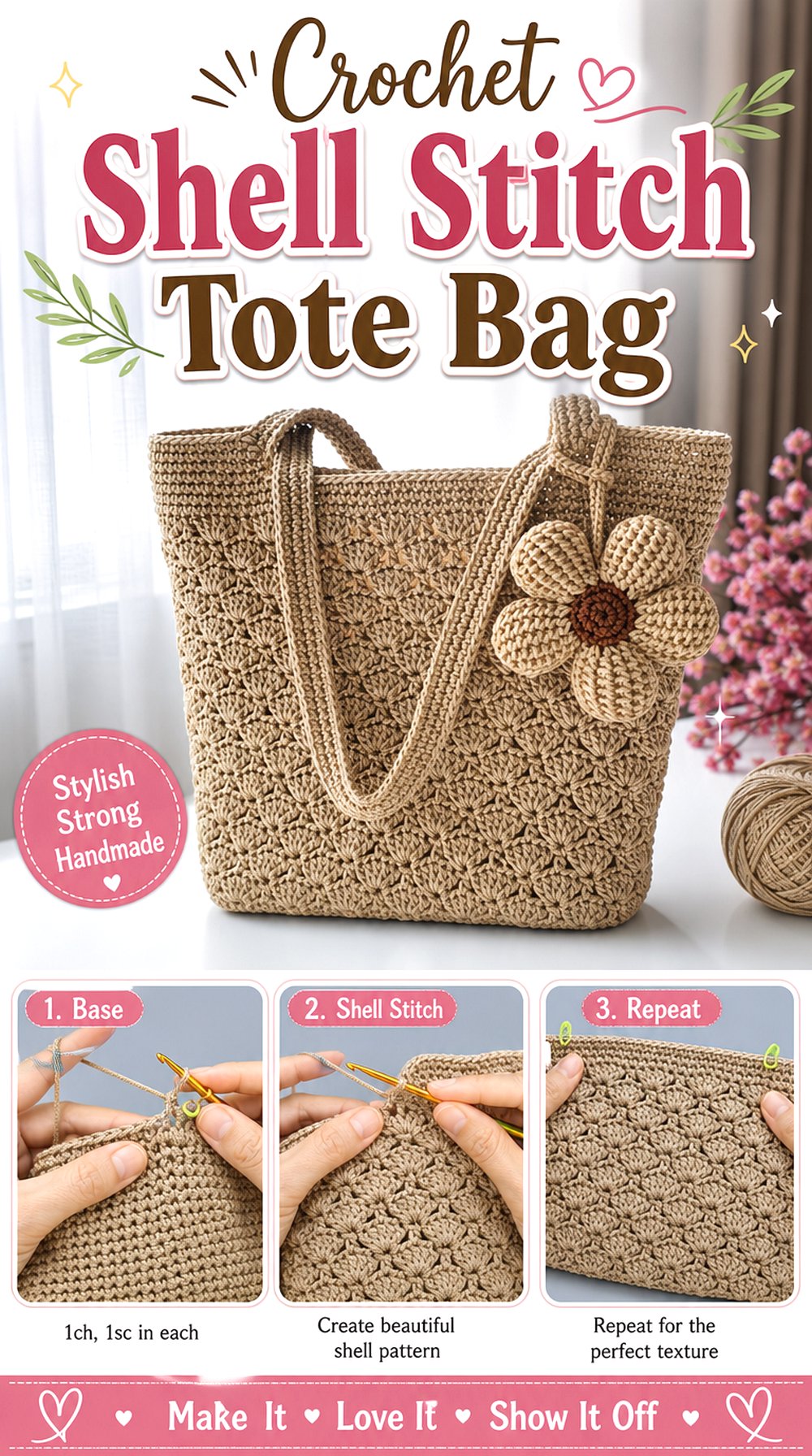 Crochet Shell Stitch Tote Bag