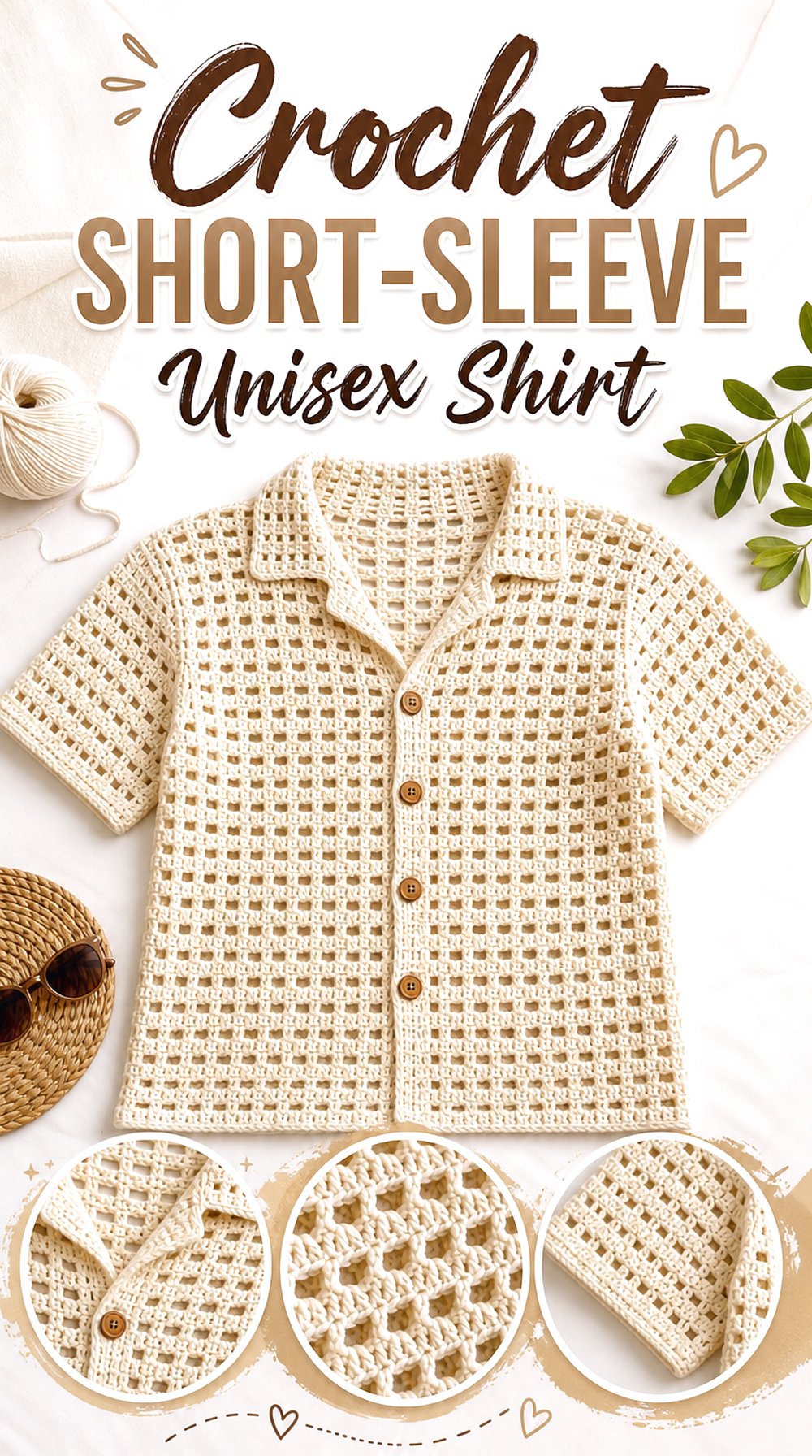Crochet Short Sleeve Unisex Shirt