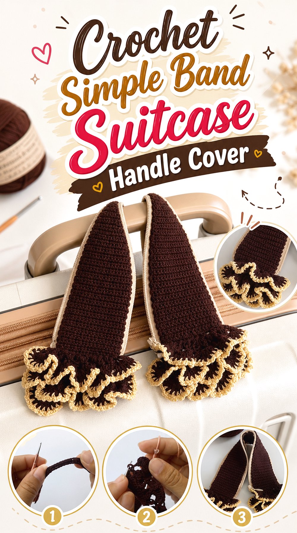 Crochet Simple Band Suitcase Handle Cover