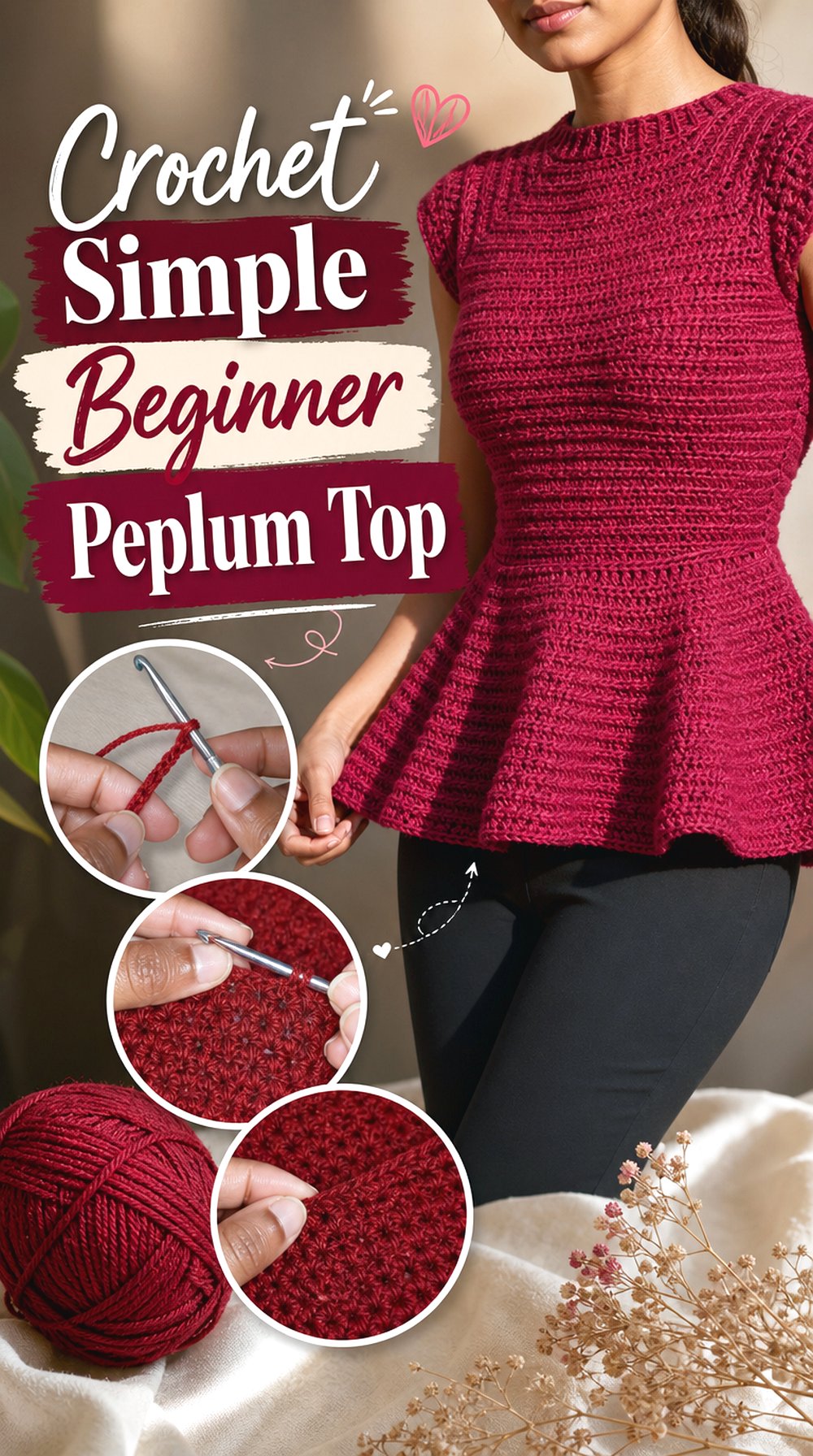 Crochet Simple Beginner Peplum Top