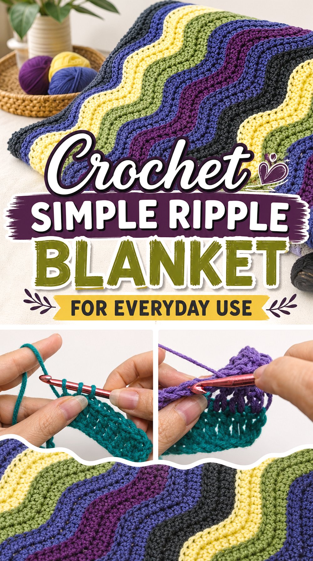 Crochet Simple Ripple Blanket for Everyday Use