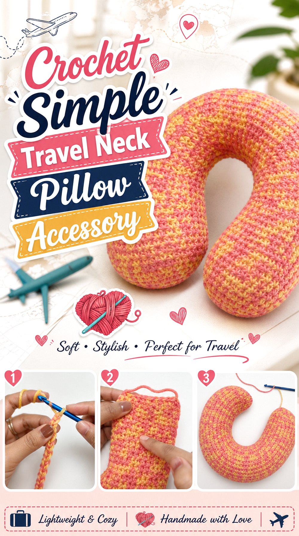 Crochet Simple Travel Neck Pillow Accessory