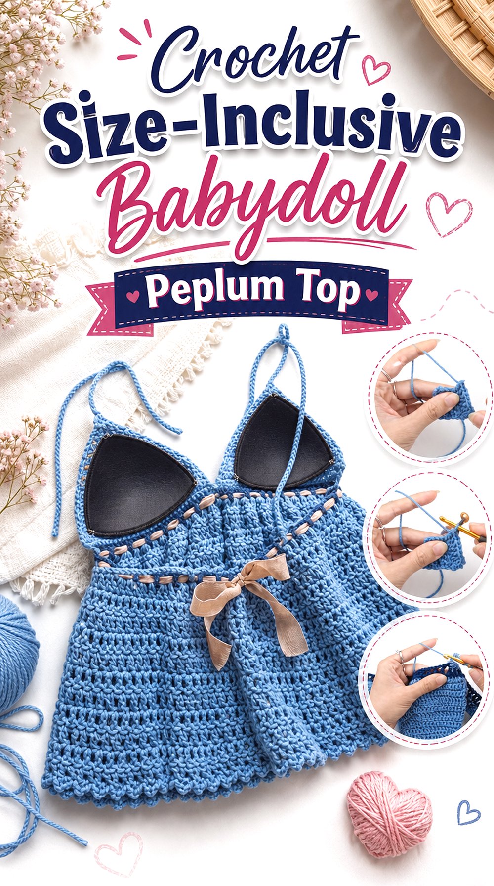 Crochet Size Inclusive Babydoll Peplum Top